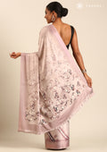 Dusty Pink Zigzag Leheriya Printed Satin Saree - Taashi