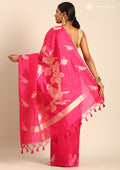 Magenta Placement Jacquard Woven Tussar Saree - Taashi