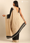 Black Temple Border Printed Tussar Saree - Taashi