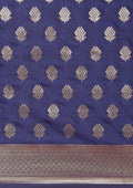 Navy Blue Allover Butta Weaving Silk Saree - Taashi
