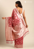 Dusty Pink Jaal Woven Tussar Saree - Taashi