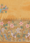 Amber Gold Nature InspiRed Embroiderd Tissue Saree - Taashi