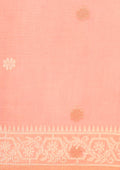 Pastel Pink Woven Butta Linen Saree - Taashi