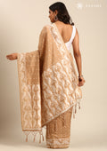 Beige Stylised Ikat Pattern Tussar Saree - Taashi