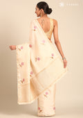 Cream Fancy Embroidery Tussar Saree - Taashi