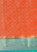 Orange Brocade Jaal Pattern Crepe Saree - Taashi