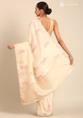 Cream Fancy Embroidery Tussar Saree - Taashi
