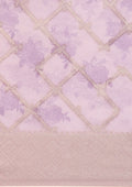 Mauve Floral Printed Zari Woven Organza Saree - Taashi
