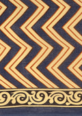 Indigo And Cream Zigzag Printed Cotton Saree - Taashi