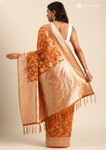 Rust Jaal Woven Tussar Saree - Taashi