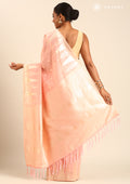 Pastel Peach Traditional Temple Pattern Tussar Saree - Taashi