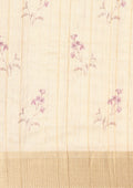 Cream TextuRed Lavender Floral Printed With Foil Butta Work Printed Tussar Saree - Taashi
