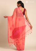 Peach Kasuti Pattern Woven Tussar saree - Taashi