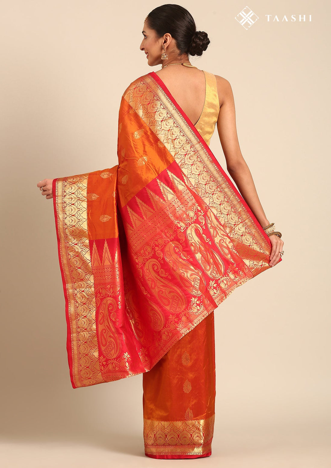 Orange Silk Kanjivaram Saree