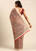 Tussar X Red Madhubani Printed Art Tussar Matka Silk Saree - Taashi