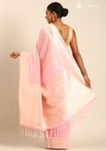 Pastel Pink Traditional Pattern Woven Tussar Saree - Taashi