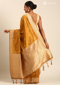 Mustard Yellow Traditional Pattern Woven Tussar Saree - Taashi