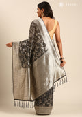 Slate Grey Jaal Woven Tussar Saree - Taashi