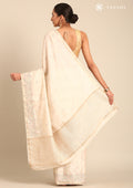Cream Fancy Embroidery Tussar Saree - Taashi