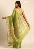 Green Traditional Zari Butta Woven Tussar Saree - Taashi