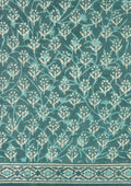 Teal Batik Floral Butta Printed Cotton Saree - Taashi