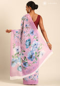 Lavender Floral Printed Georgette Saree - Taashi