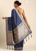 Navy Blue Butta Woven Tussar Saree - Taashi