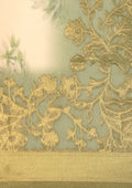 Green Zari Woven And Floral Printed Organza Saree - Taashi