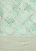 Pastel Green Floral Printed Zari Woven Organza Saree - Taashi