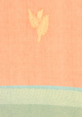 Pastel Peach Leaf Woven Tussar Saree - Taashi