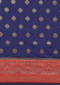Navy Blue Allover Butta Weaving Silk Saree - Taashi