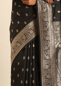Black Traditional Woven Tussar Saree - Taashi
