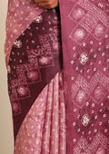 Purple Batik Printed Art Tussar Matka Silk Saree - Taashi