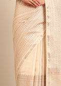Cream Fancy Embroidery Tussar Saree - Taashi