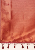 Rose Gold Tissue Brocade Weaving Silk Saree - Taashi