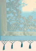 Pastel Blue Zari Woven And Floral Printed Organza Saree - Taashi