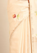 Cream Fancy Embroidery Tussar Saree - Taashi