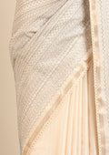Cream Fancy Embroidery Tussar Saree - Taashi