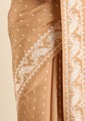 Beige Stylised Ikat Pattern Tussar Saree - Taashi