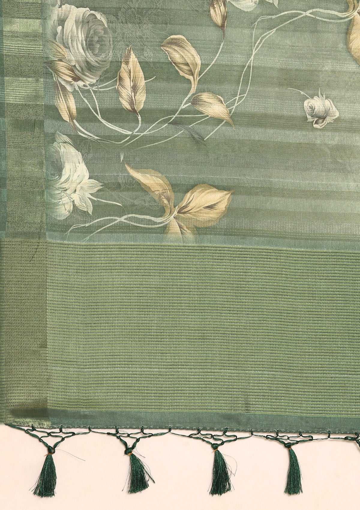 Green Printed Tussar Saree