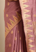 Mauve Traditional Zari Woven Tussar Saree - Taashi