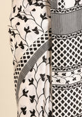 White X Black Printed Art Tussar Matka Silk Saree - Taashi