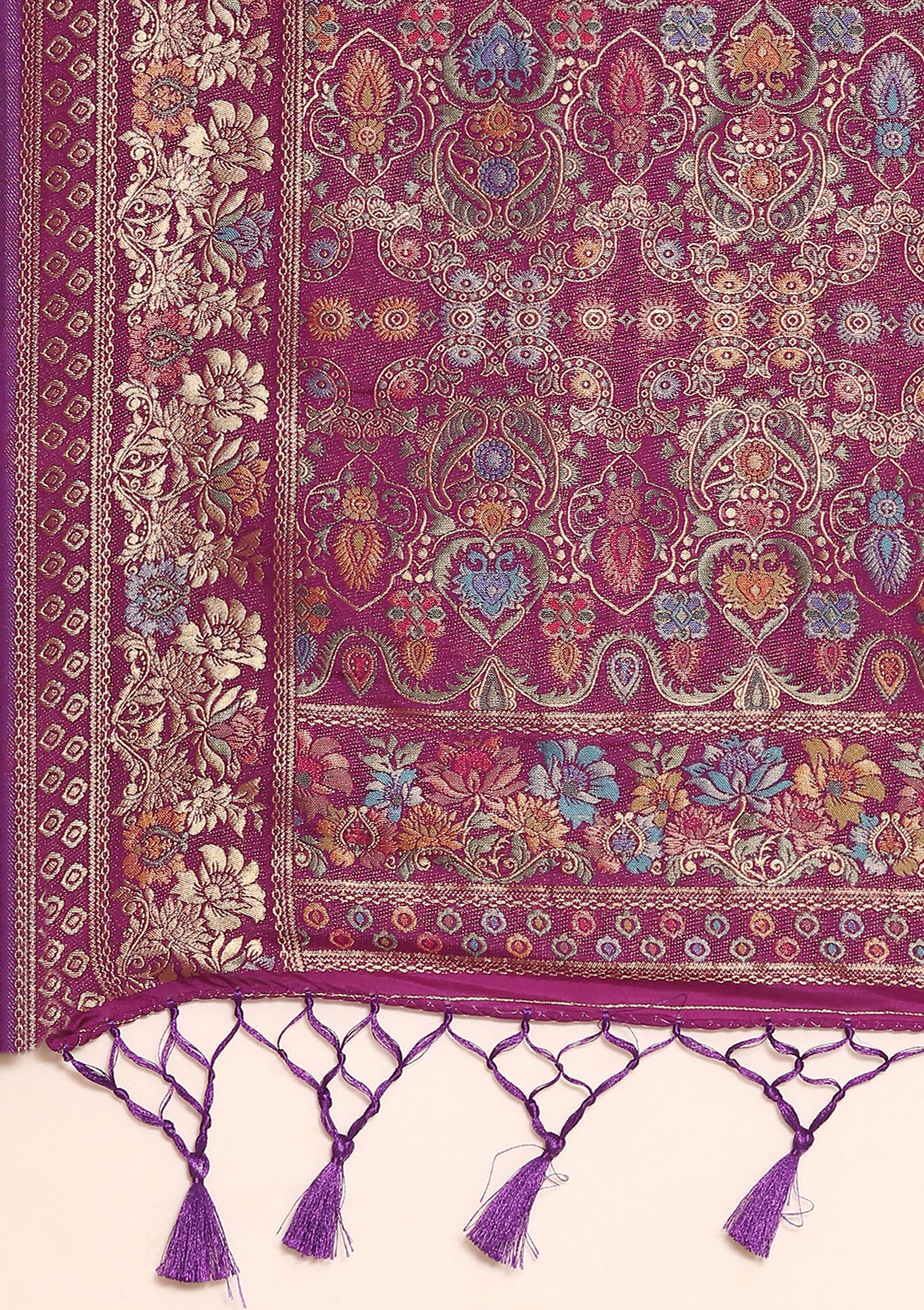 Purple Semi Banarasi Silk Saree