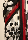 Black Polkadots Printed Chiffon Saree - Taashi