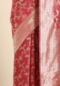 Dusty Pink Jaal Woven Tussar Saree - Taashi
