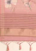 Dusty Pink Floral Printed Tussar Saree - Taashi