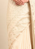 Cream Fancy Embroidery Tussar Saree - Taashi