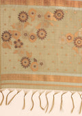 Dusty Brown Floral Woven Tussar Saree - Taashi