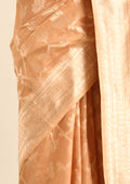 Peach Floral Woven Tussar Saree - Taashi