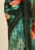 Green Multicolor Floral Digital Printed Georgette Saree - Taashi